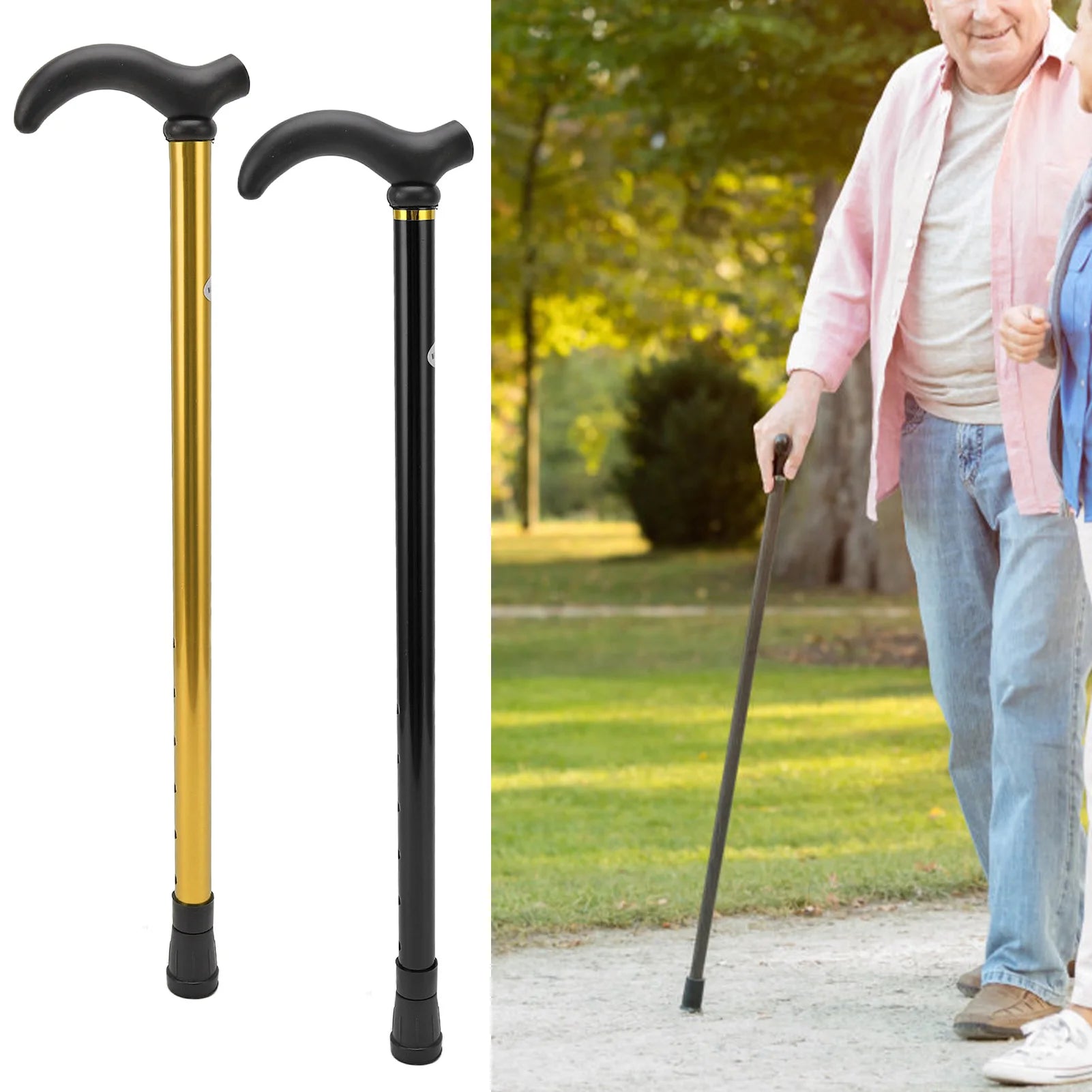 Adjustable Folding Walking Cane – Collapsible Senior Stick
