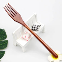 Wooden Spoon Spoon and Fork Environmentally Friendly Tableware Series Natural Oval Spoon Set Suitable for Cooking Chopsticks Bar Kitchen Tools, Cooking Utensils