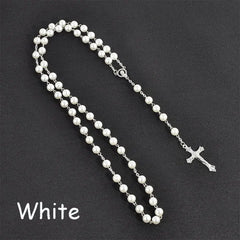 Fashion Vintage Crucifix Virgin Mary Pendant Cross Necklace Jesus Rosary Beads Chain