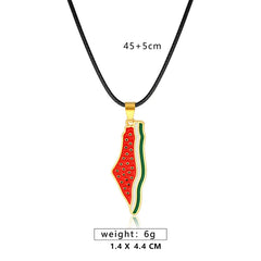 Al-Aqsa Islamic Mosque Pendant Necklace Geometric Map Chain Jewelry Gift Accessories for Women Men