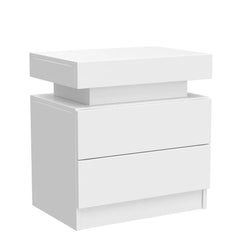 Set of 2 LED Nightstands with 2 Drawers – Modern Bedside Tables Bedroom Furniture