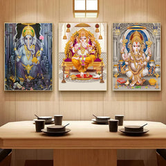 Religion Elephant God India Hinduism Ganesha Painting Canvas Durga Golden Zari Art Poster Prints Living Room Home Decor Pictures