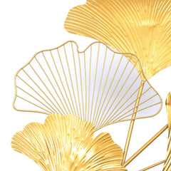 Elegant Golden Ginkgo Leaf Wall Decoration Wall Hanging Art Sculpture Luxurious Iron Art Piece for Home Indoor Living Room