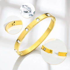Vnox Gold Plated Love Cuff Bangle – Stainless Steel Bracelet