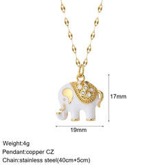 Heart Evil Blue Eye Sun Necklace for Women Cute Dog Bee Elephant Gold Color Pendant Long Stainless Steel Chains