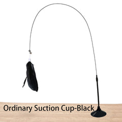 Interactive Cat Toy Handfree Cat Stick Kitten Playing Teaser Wand Toy Suction Cup Feather Wand Pet Supplies Simulation Feather Pet Shop