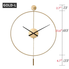 Simple Large Wall Clock With Pendulum Nordic Modern Design Living Room Dining Room Bedroom Wall Decor Silent Clocks Golden/Black