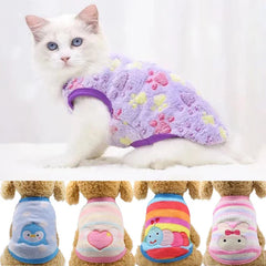 Cartoon Fleece Pet Cat Clothes Winter Warm Pet Dog Vest Puppy Cat Sweater Dog Clothes For Small Dogs Cats Coat Jacket Pet Shop Pet Clothing