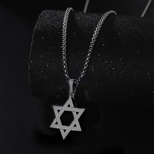 YILUOCD Star of David Protective Amulet Necklace Judaica Israel Religious Necklaces for Men Stainless Steel Supernatural Jewelry