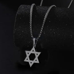YILUOCD Star of David Protective Amulet Necklace Judaica Israel Religious Necklaces for Men Stainless Steel Supernatural Jewelry
