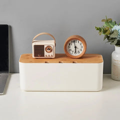 Bamboo Cable Management Box – Hide Wires & Power Strips