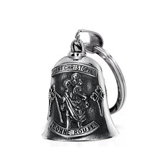 Vintage Christian Jesus Cross Bell Pendant Motorcycle Bell Necklace Punk Biker Religious Exorcist Lucky Jewelry for Men's