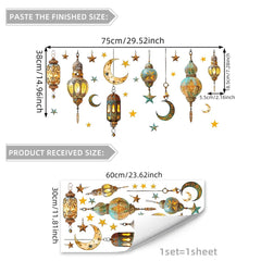 Ramadan Stars Moon Window Sticker Lantern Festival in The Middle East Glass Decorative Stickers Electrostatic Window Stickers