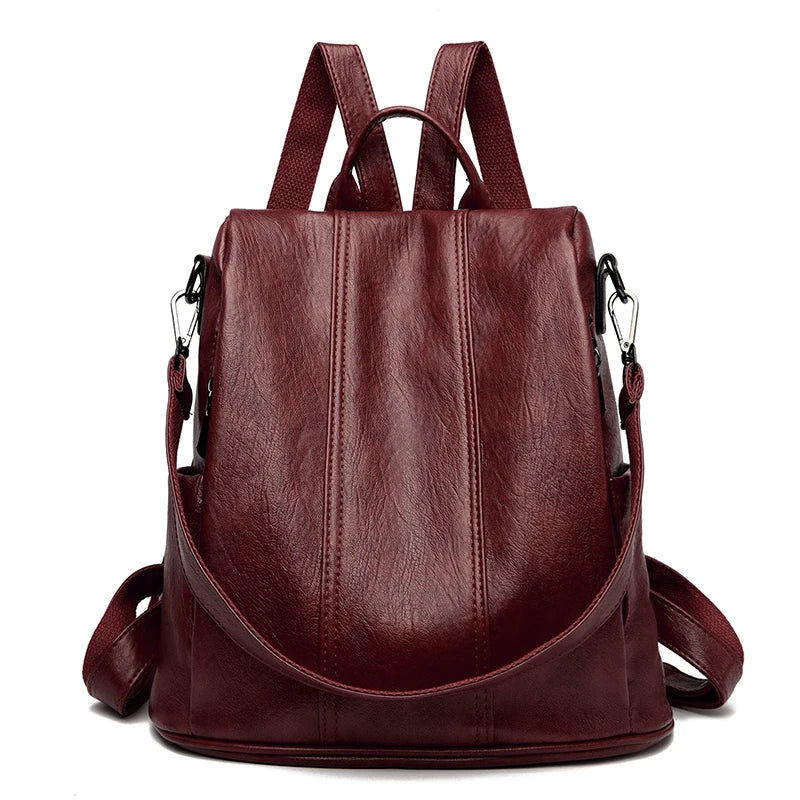 NEW Anti theft Backpack Purses High Quality Soft Leather Female Vintage Bag School Bags Travel Bagpack Ladies Bookbag Rucksack