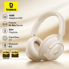 Baseus Bass EH10 NC Wireless Headphones Bluetooth 6.0 Noise Canceling 45dB Over Ear HeadsetSpatial Audio Earphone 80H Time