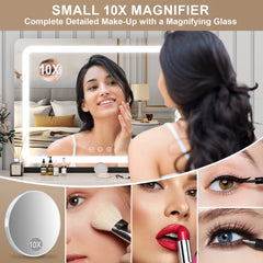 Extra Large Hollywood Vanity Mirror with LED Lights 3 Color Modes Touch Control Dimming Tabletop Lighted Makeup Mirror