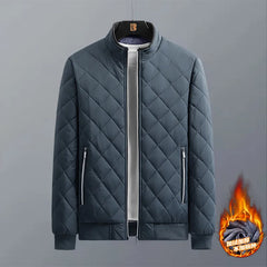Men’s Diamond Pattern Fleece Bomber Jacket – Slim Fit