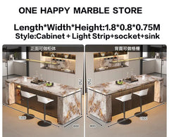 Luxury Marble Kitchen Island Dining Table, Custom Modern Bar Countertop, High-End Open Kitchen Design, Integrated Home Furniture Kitchen Display Cabinets Kitchen & Dining Furniture