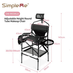 Simpleme Lightweight Aluminum Portable Folding Tall Director Adjustable High Makeup Artist Chair With Headrest Office Chairs Office Furniture