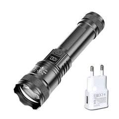 Ultra Bright LED Flashlight 2000LM Type-C Rechargeable Long Range Zoom Tactical Torch Outdoor Emergency Camping Fishing Lantern