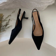 Bailamos Women Sandals Pointed Toe Elegant Low-heels Shoes Summer Fashion Slingback Woman Mules Shoes Pumps Dress Shoes