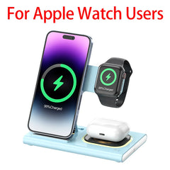 Foldable 3 In 1 Wireless Charger Stand Pad Desktop Fast Charging Station For iPhone 17 16 15 14 13 Samsung Apple Watch Airpods