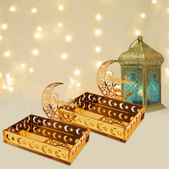 Ramadan Tray Table Centerpieces Plate Acrylic Ramadans Eid Mubarak Decorations for Home 2025 Islam Muslim Festival Party Gifts