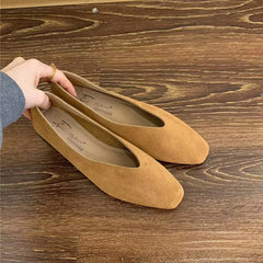 Bailamos Women's Square Toe Vintage Flats Soft Loafers Comfortable Leather Ballet Shoes for Female Dress Shoes Mujer