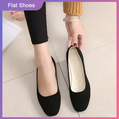 Women Suede Loafers Flat Heel Shallow Female Shoes Spring Summer Square Toe Basic Concise Women Pumps Size 36-43 Flat Shoes