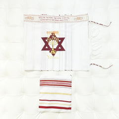 Menorah Tallit Jewish Talit Scarf Religious Jerusalem David Star Hanukkah Lion Shawl 50x180cm