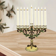 Artistic Metal Candle Holder for Hanukkah Menorah Candlestick Candelabrum Candle Stand for Christmas Party Wedding Home Decor