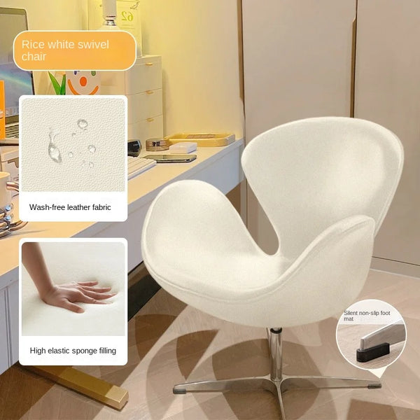 Olevo Wrapped Swan Chair, Small Sofa Comfortable Sitting Experience Simple Solid Color Adjustable Office Chair Make Up Stool Office Furniture