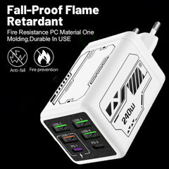 240W 6 Ports USB Charger PD Fast Charging Charger Wall Adapter for iPhone Samsung Xiaomi EU/US/UK Plug Charger Quick Charge 3.0