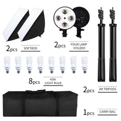 Photography 50x70CM Four Lamp Softbox Kit Continuous Lighting System Soft Box Accessories Photo Studio Equipment
