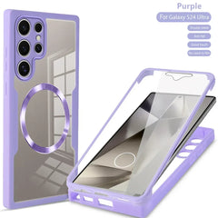 360° Full Shockproof Case for Samsung Galaxy S25 S24 S23 S22 S21 Ultra Plus FE Wireless Charging Transparent Cover