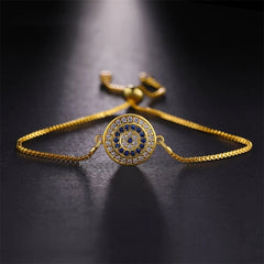 Juya 18K Real Gold Plated Adjustable Chains Multicolor Zirconia Hamsa Fatima Enamel Greek Evil Eye Charms Bracelets For Women