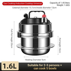 0.8-2L Outdoor Camping Small Pressure Cooker 304 Stainless Steel Portable Rice Cooker for Kitchen Tools, Cooking Utensils