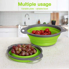 Silicone Folding Drain Basket Fruit Vegetable Washing Basket Foldable Strainer Colander Collapsible Drainer Kitchen Storage Kitchen Tools