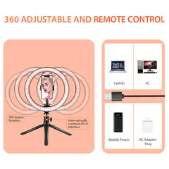 16/26/33cm LED Selfie Light Photography Lights With Tripod Bluetooth Remote Control Dimmable Ring Light For Video Live Fill Lamp