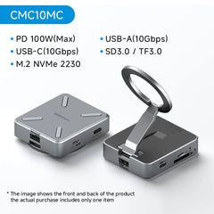 Hagibis Magnetic Stand USB C Hub With 2230 SSD Enclosure Type-C Hub SD/TF 4.0 4K@60Hz HDMI Gigabit Ethernet for iPhone 17 Pro 16