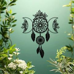 Bohemian Metal Wall Art Moon Mandala Wrought Iron Hanging Decor for Living Room