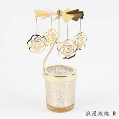 Romantic Valentine's Day Gift Rotating Angel/Rose/Xmas Snowflake Candlestick Candle Tea Lamp Holder for Home Party Decoration