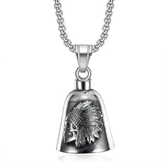 Vintage Christian Jesus Cross Bell Pendant Motorcycle Bell Necklace Punk Biker Religious Exorcist Lucky Jewelry for Men's