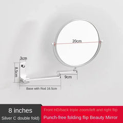 Dressing Mirror Wall Mounted 8 Inch Magnifying Two-sides Mirror Space Aluminum Black  Makeup Mirror Cosmetic Lady Gift