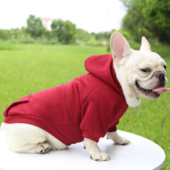 Fashion Dog Clothing Autumn And Winter Small Pet Clothes Thickening Warm Solid Color Two-Feet Hooded Wweater Casual Pet Shop Pet Clothing