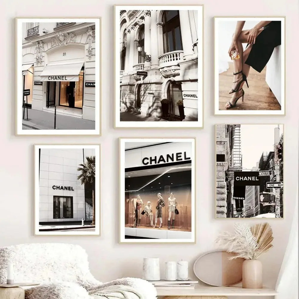Luxury Store Street Landscape Canvas Wall Art – Nordic Living Room Decor