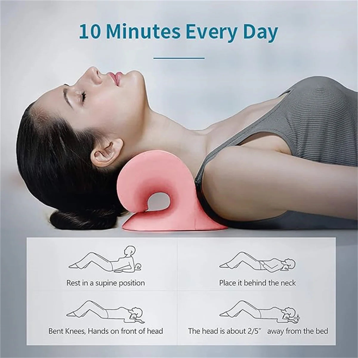 C-Shaped Pillow Neck and Shoulder Relaxer, Cervical Traction Device for TMJ Pain Relief and Cervical Spine Alignment, Chiropract