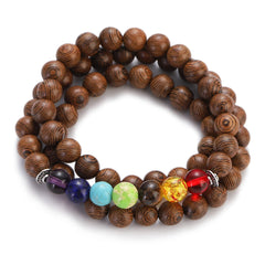 Multilayer Wood Beads Buddha Lotus OM Bracelet Tibetan Buddhist Mala Charm Rosary Bracelet Yoga Wooden For Women Men Jewelry