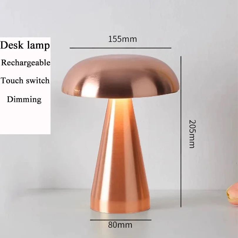 Retro Mushroom LED Table Lamp – Touch Rechargeable Light Home Decor