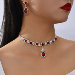 3-Piece Geometric Droplet Jewelry Set – Claw Chain Necklace & Earrings